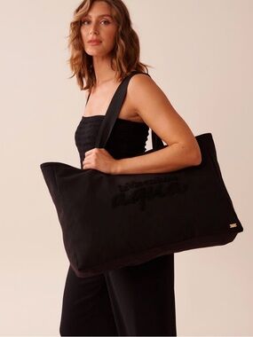 La Vie En Rose Black Oversized Canvas Tote